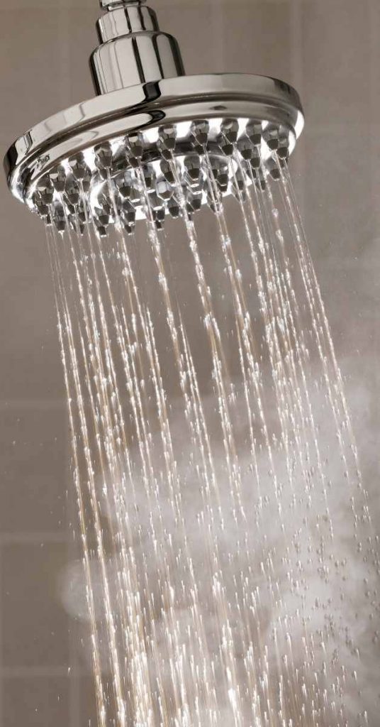 hot water from a shower head