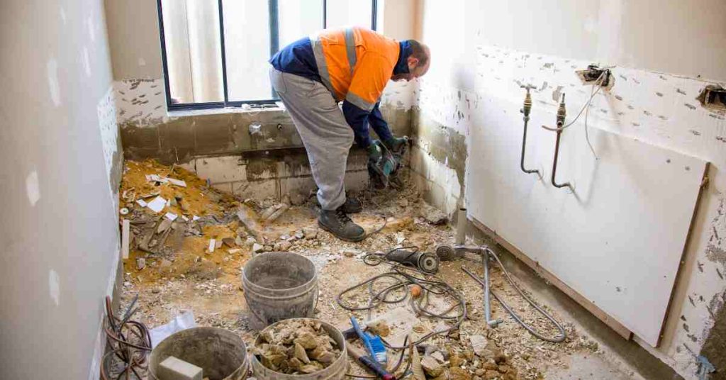 plumbing renovation in the bathroom